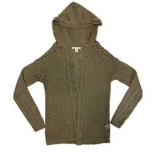 Love By Design Hooded Knit Sweater in Gray/Brown | Size S